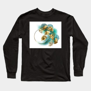 Ginko Biloba Gold Leaf Monogram Long Sleeve T-Shirt